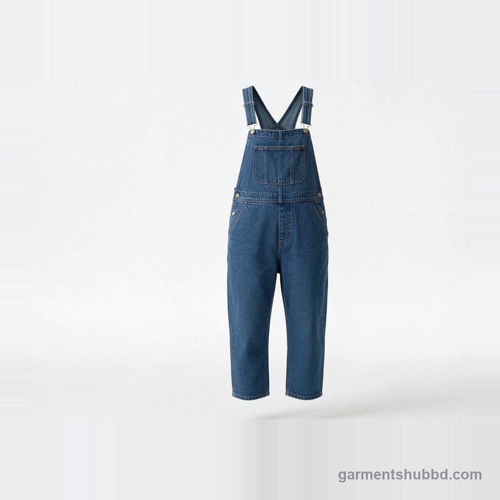 Cropped denim overalls