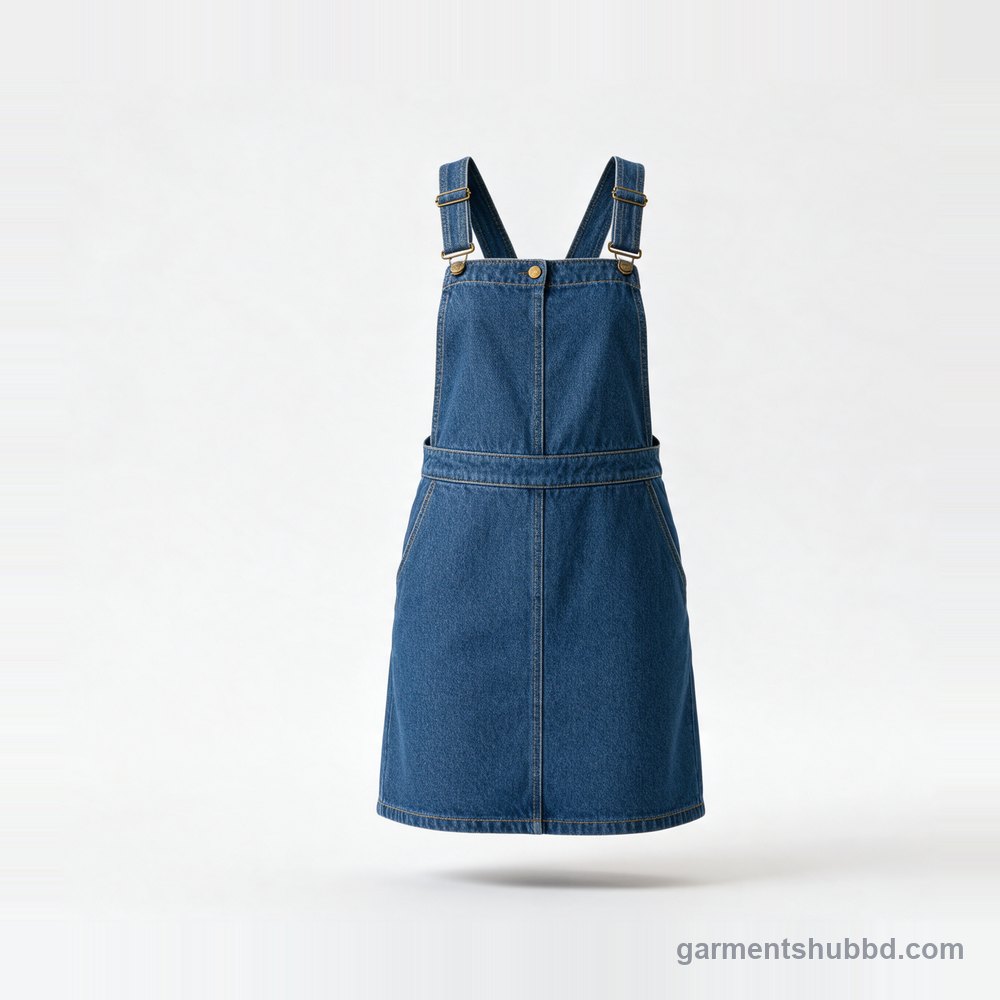 Skirted denim overalls